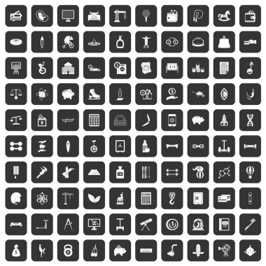 siyah 100 denge Icons set