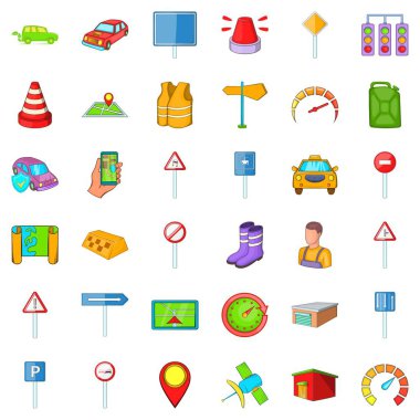 Araç Icons set, karikatür tarzı