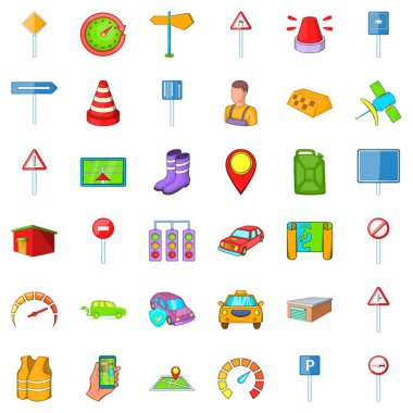 Icons set Otopark, karikatür tarzı