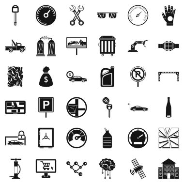 Tamir araba Icons set, basit tarzı