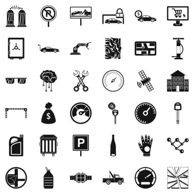 Makinist araba Icons set, basit tarzı