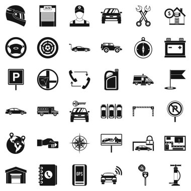 Mekanik otomatik Icons set, basit tarzı