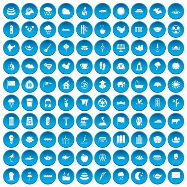 100 lotus simgeleri mavi ayarla