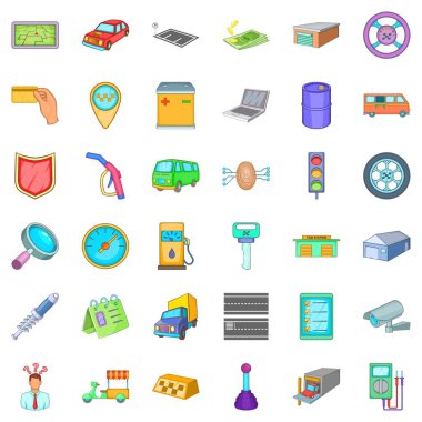 Mekanik otomatik Icons set, karikatür tarzı