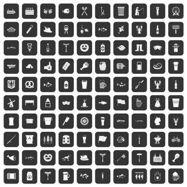 siyah 100 bira Icons set