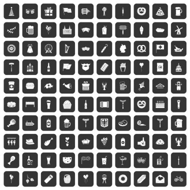 siyah 100 bira partisi Icons set