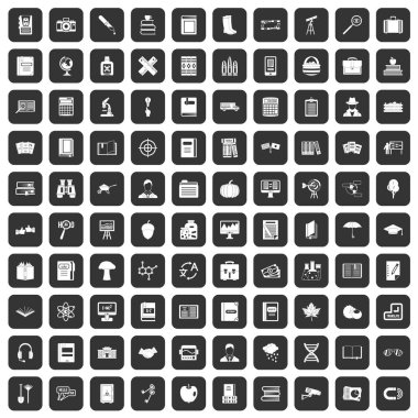 100 kitap simgeler siyah ayarla