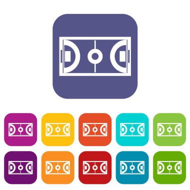 Futsal veya kapalı futbol alanı Icons set