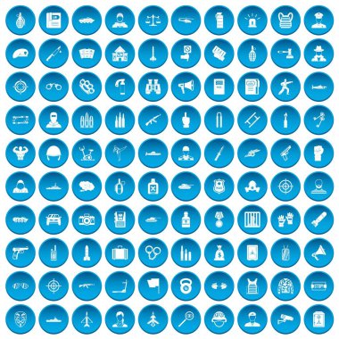 100 memur simgeleri mavi ayarla