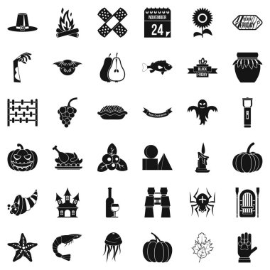 Cadılar Bayramı Icons set, basit tarzı