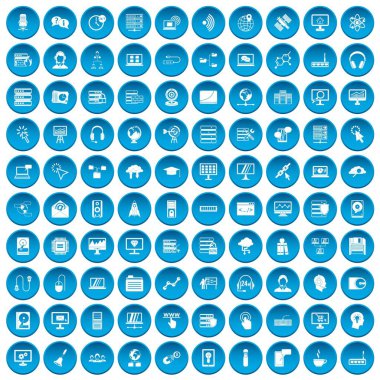 100 on-line seminer simgeleri mavi ayarla