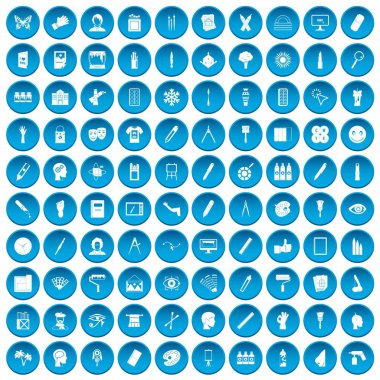 100 boya simgeleri mavi ayarla