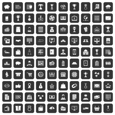 100 iş ikonları/simgeleri siyah ayarla