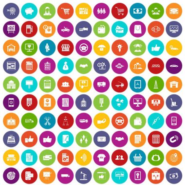 100 iş ikonları/simgeleri renk ayarla