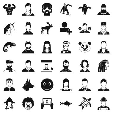 Gizlilik Icons set, basit tarzı