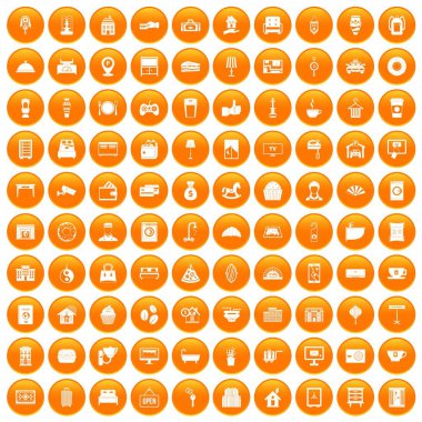 Turuncu 100 otel Icons set