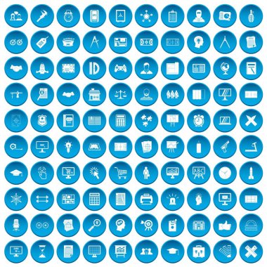 100 planı simgeleri mavi ayarla