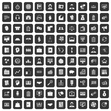 100 iş insanlar simgeler siyah ayarla