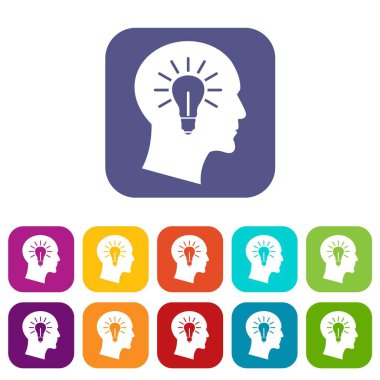 Ampul kafa Icons set içinde