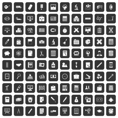 siyah 100 hesap makinesi Icons set