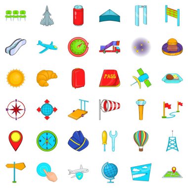 Büyük Havaalanı Icons set, karikatür tarzı