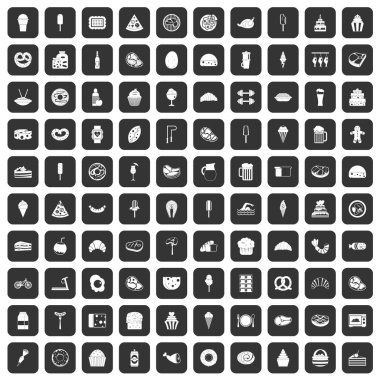 siyah 100 kalori Icons set
