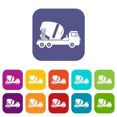 Beton Mikser kamyon Icons set