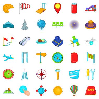 Büyük Havaalanı Icons set, karikatür tarzı