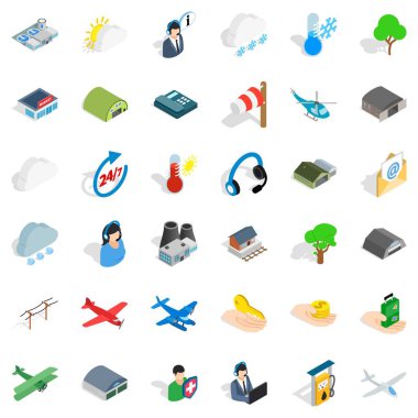 Havacılık Icons set, izometrik stili