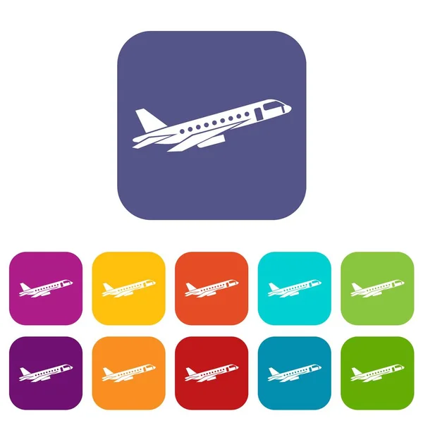 Letadlo vzlétne ikony nastavit — Stockový vektor