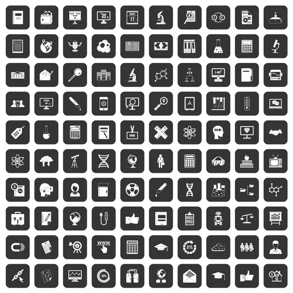 100 icônes analytiques noir — Image vectorielle