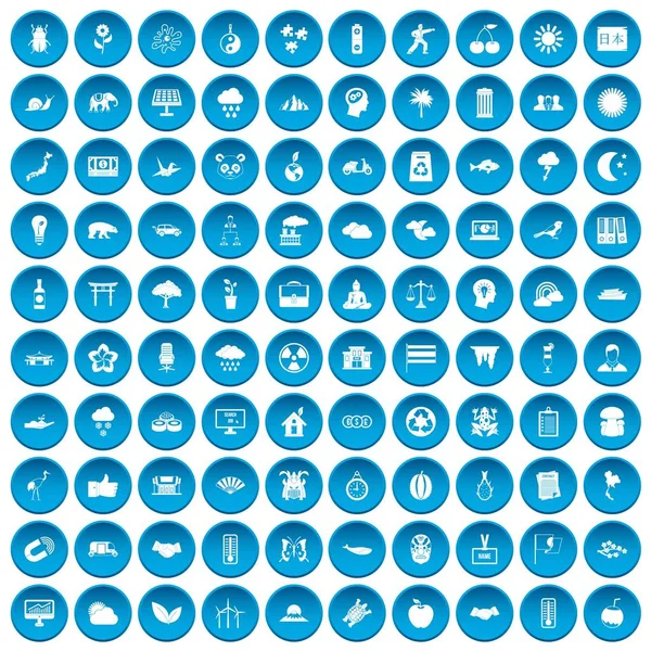 100 harmony icons set blue — Stock Vector