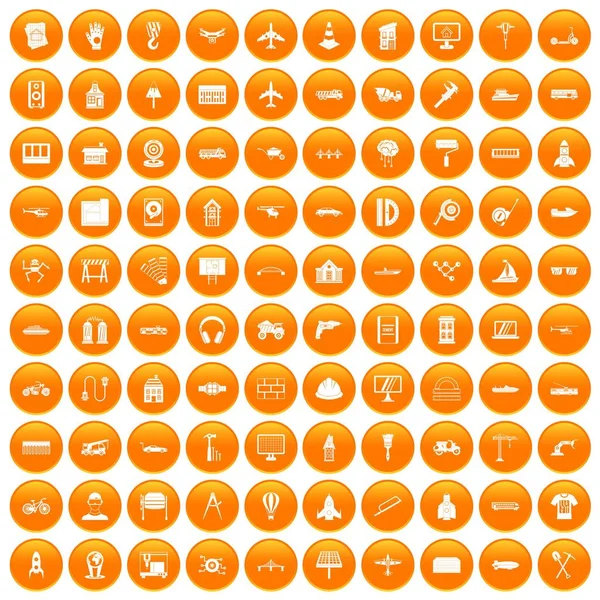 100 iconos de ingeniería set naranja — Archivo Imágenes Vectoriales