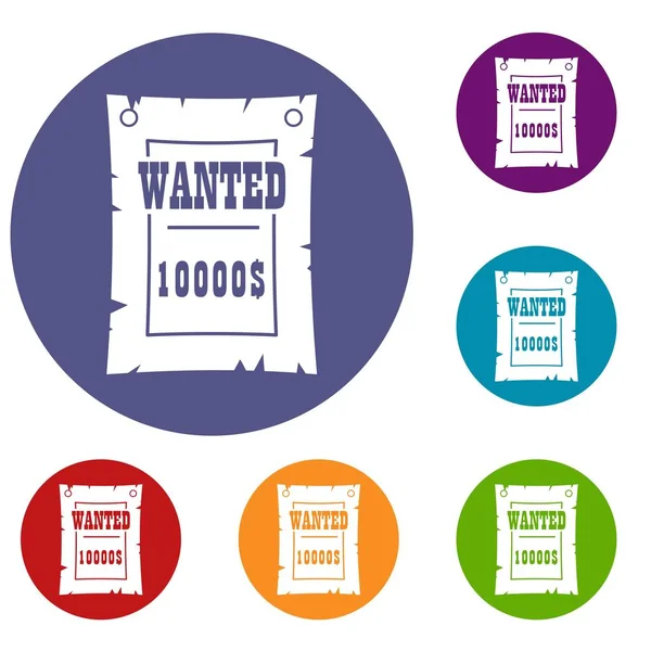 Vintage wanted poster icons set — Stock Vector