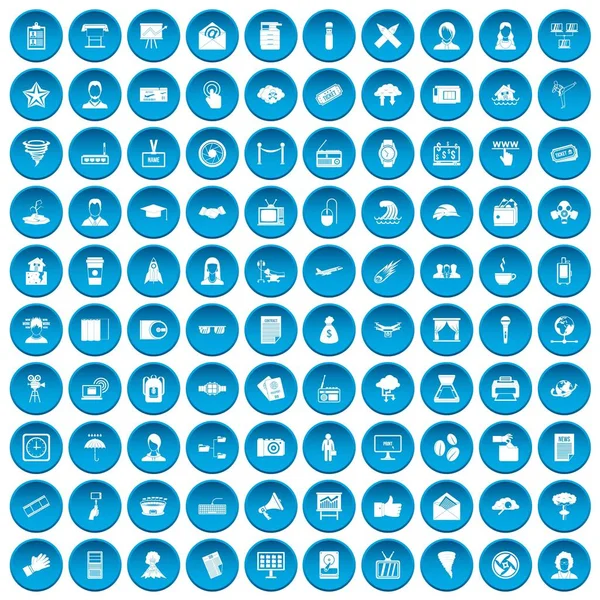 100 ікон журналістів встановили синій колір — стоковий вектор