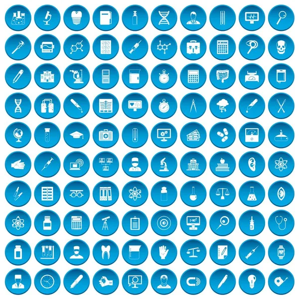 100 lab icons set blue — Stock Vector