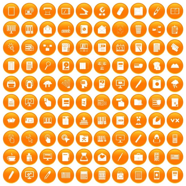 100 mappikoner ställa orange — Stock vektor