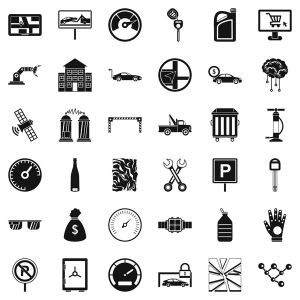 Reparatie auto iconen set, eenvoudige stijl — Stockvector