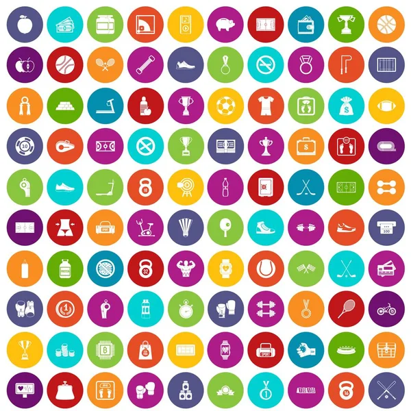 100 basketball icons set color — Stock Vector