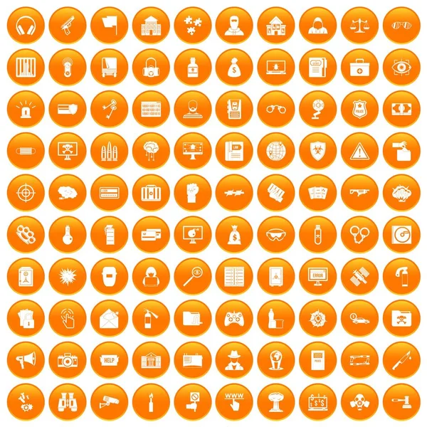 100 iconos de piratería conjunto naranja — Vector de stock