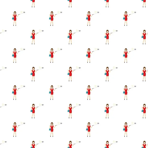 Κορίτσι με κόκκινο φόρεμα κάνοντας selfie μοτίβο — Διανυσματικό Αρχείο