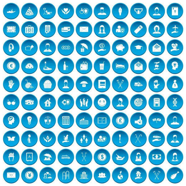 100 іконок філантропії набір синій — стоковий вектор