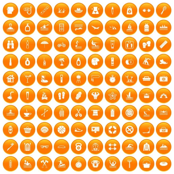 100 iconos de la salud humana set naranja — Archivo Imágenes Vectoriales