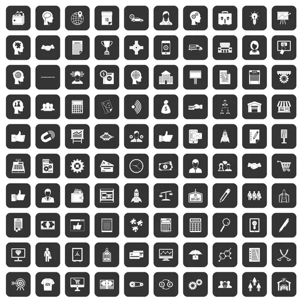 100 icônes de stratégie d'entreprise noir — Image vectorielle