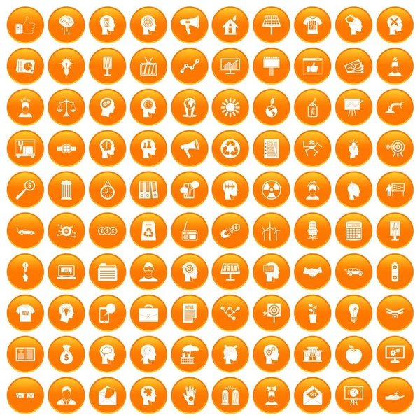 100 ícones ideia definir laranja — Vetor de Stock
