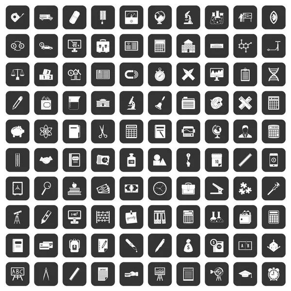 100 iconos calculadora conjunto negro — Vector de stock