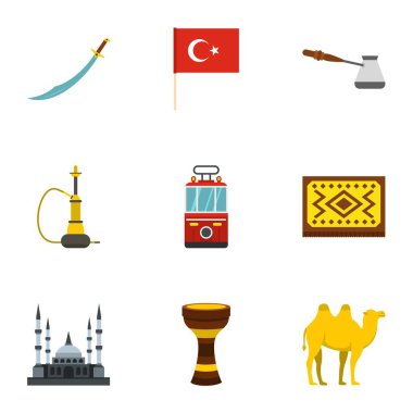 Türkiye ekipman simgeler ayarla, stil düz