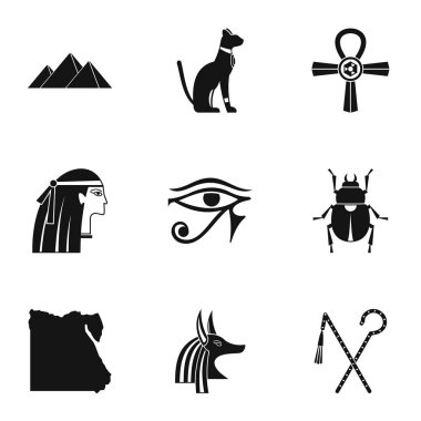 Mısır piramitleri Icons set, basit tarzı