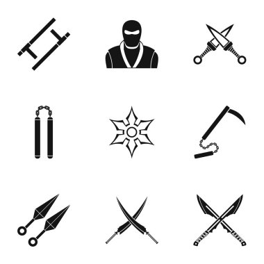 Japonca Icons set, basit tarzı silah