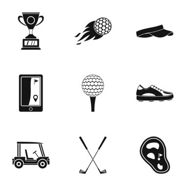 Golf ekipman Icons set, basit tarzı